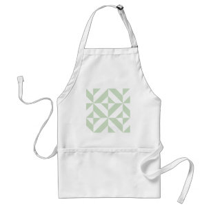 Tablier Sage Green Geometric Deco Cube Pattern