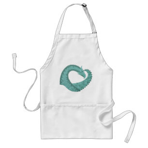 Tablier Sage vert coeur dragon sur blanc