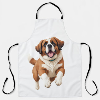 Tablier Saint Bernard Joyeux Joueur Jouer Jouer Jumping En