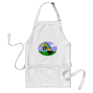 Tablier Saint Pat's Day Brunette Girl Leprechaun avec arc-
