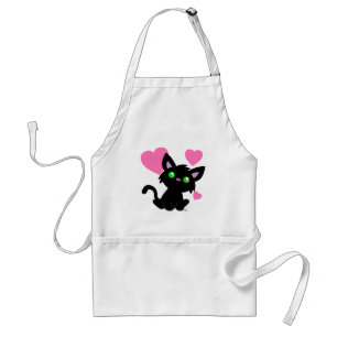 Tablier Saint Valentin Black Kitty White Apron