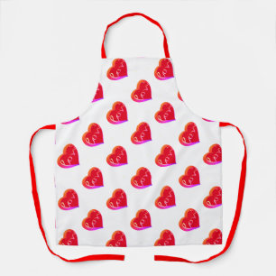 Tablier Saint Valentin Coeur d'amour rouge