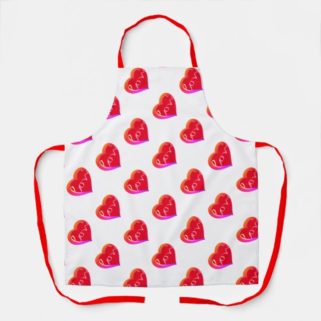 Tablier Saint Valentin Coeur d'amour rouge (Recto)