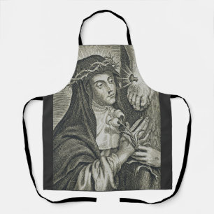 Tablier Sainte Catherine de Sienne Crucifixion Art Noir Fo