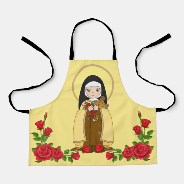 Tablier Sainte Thérèse de l'Enfant Jésus Roses (Recto)
