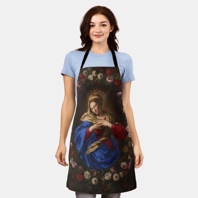 Tablier Sainte Vierge Marie Roses religieux (Porté)