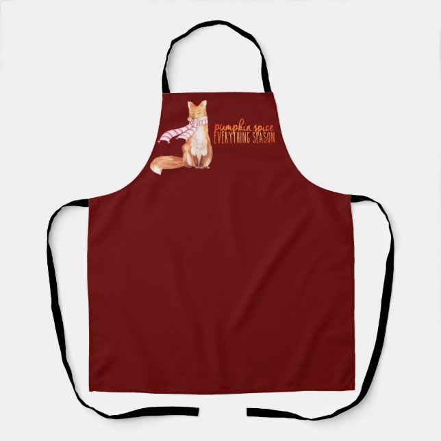 Tablier Saison citrouille épice assis Fox noir rouge tabli (Recto)