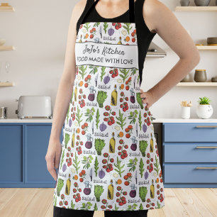Tablier Salade de légumes sains Personnalisé Nom de cuis