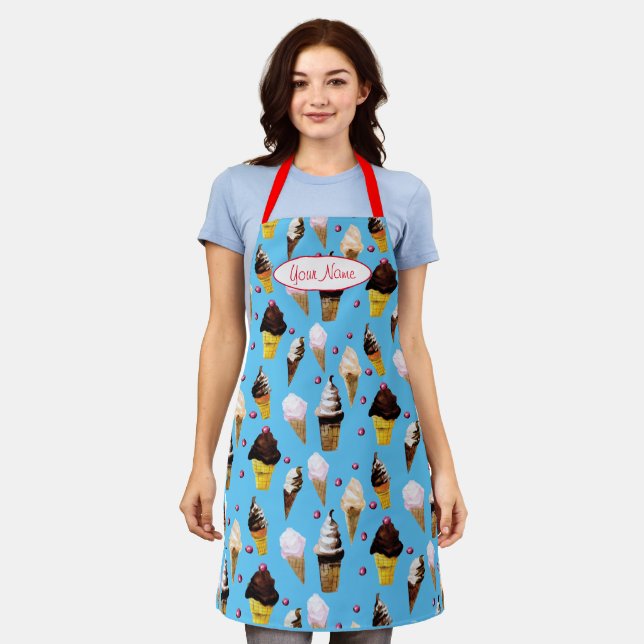 Tablier Salle de crème glacée Retro Sky Blue Apron (Porté)