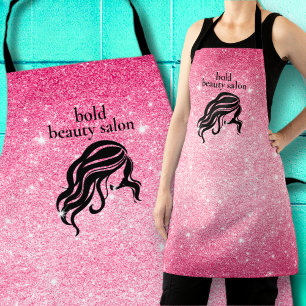 Tablier Salon de beauté Nom Parties scintillant rose chau