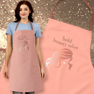 Tablier Salon de beauté personnalisé Nom personnel rose et