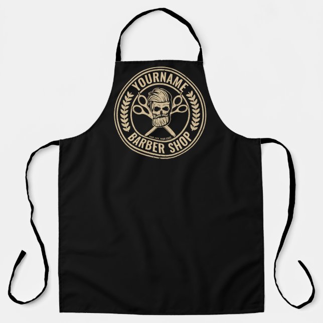 Tablier Salon de coiffure personnalisé Skull Rockabilly (Recto)