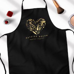 Tablier Salon Or Coiffeur Personnalisé Au Coeur Nom Person