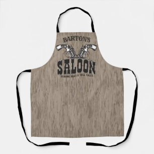 Tablier Saloon personnalisé NOM Revolver Wild West