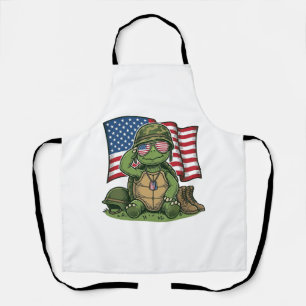 Tablier Salut de tortue patriotique Vector Design_1