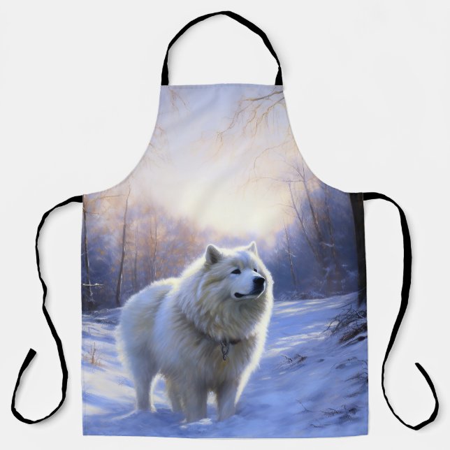 Tablier Samoyed Qu'il neige Noël (Recto)