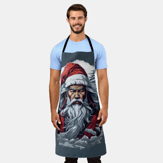 Tablier Samurai Père Noël Warrior Christmas Art Cadeau (Porté)