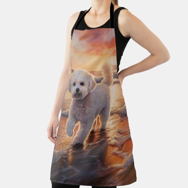 Tablier Sandy Paws Bichon Frise Dog sur Beach Sunset (Insitu)