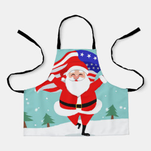 Tablier Santa running with american flag