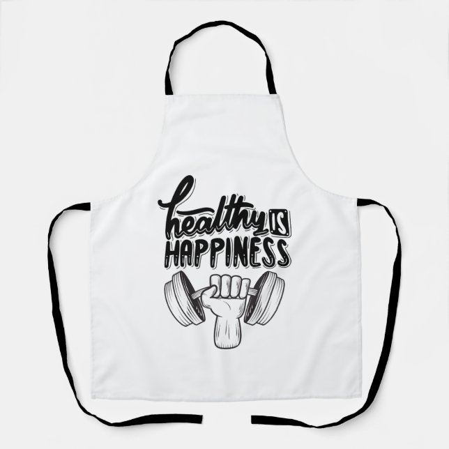 Tablier santé est bonheur gym motivation design (Recto)