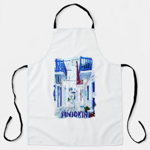 Tablier Santorin Voyage bleu et blanc