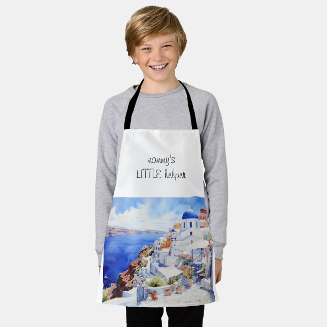 Tablier Santorini Aquarelle maman petit aide (Porté)