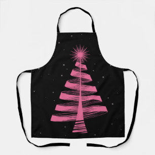 Tablier Sapin de Noël ciel nocturne rose étoiles hiver Noë