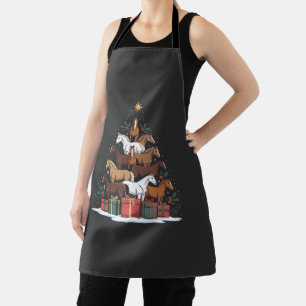 Tablier Sapin de Noël en forme de cheval, Noël équin