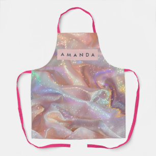 Tablier Satin Pailleté Pastel Iridescent Personnalisé