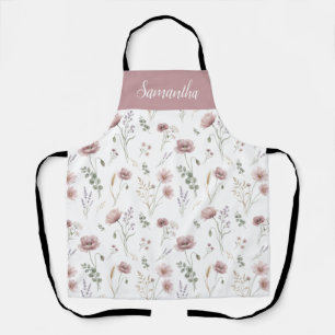 Tablier Sauge verte rose poussiéreux Aquarelle Fleur sauva