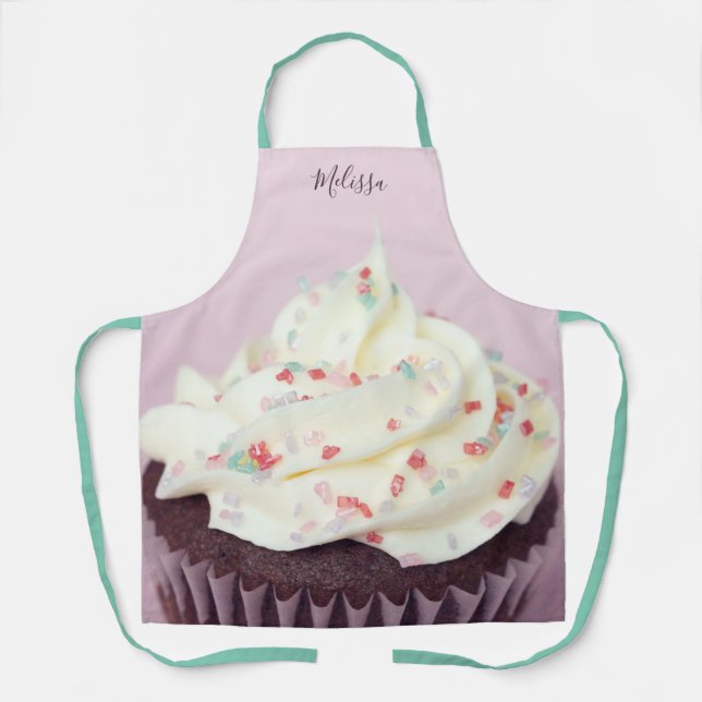 Tablier Saupoudrer le rose Cupcake personnalisé (Recto)