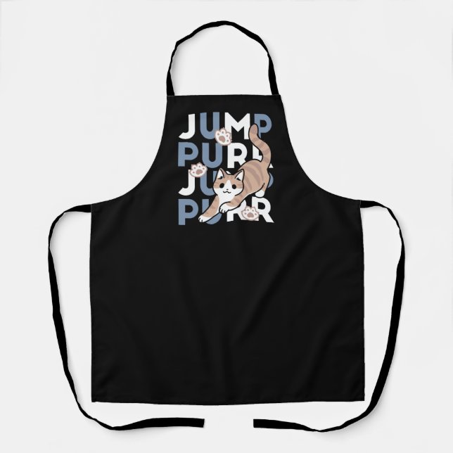Tablier Sauter Purr Jump : Conception de chat joueuse avec (Recto)