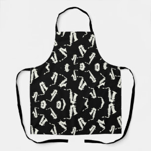 Tablier Saxophone Jazz Noir Et Blanc Motif