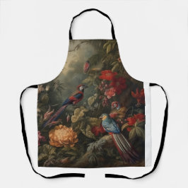 Tablier Scène botanique vintage oiseaux fleurs au paradis
