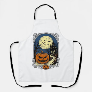 Tablier Scène de citrouille hantée Art vectoriel Halloween