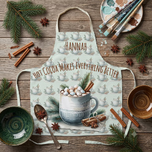 Tablier Scène de mug Marshmallow au Cacao Cosy d'Hiver