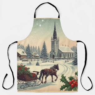 Tablier Scène de Noël classique/Vintage