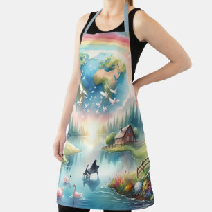 Tablier Scène Whimsical Rainbow Earth Imaginaire