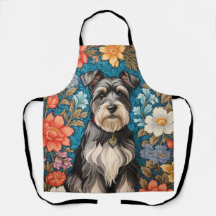 Tablier Schnauzer joyeux floral inspiré de William Morris