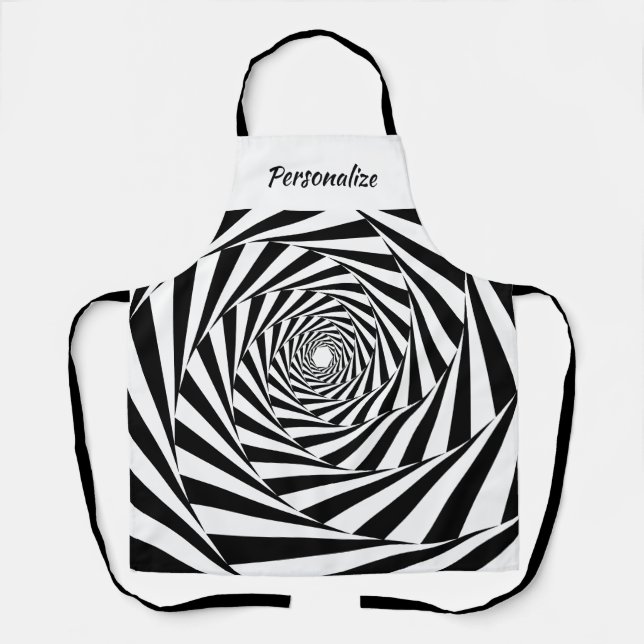 Tablier Sci Fi noir blanc illusion optique Cuisine femmes (Recto)
