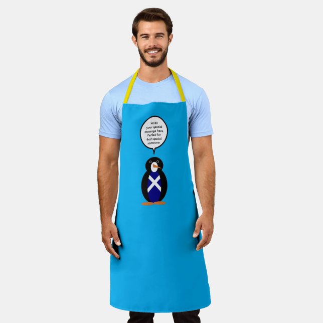 Tablier Scot Drapeau Parler de Mme Penguin Personnalisée (Porté)