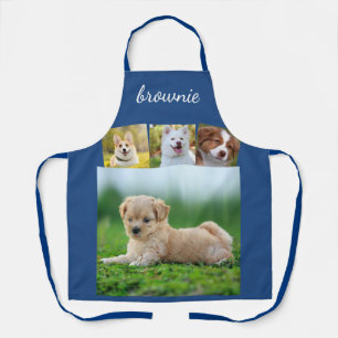 Tablier Script de collage blanc de 4 photos personnalisé