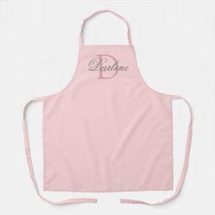 Tablier Script moderne chic Blush rose Nom du monogramme