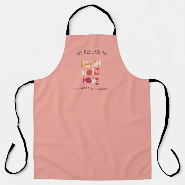 Tablier script moderne foi espoir amour famille monogramme (Recto)