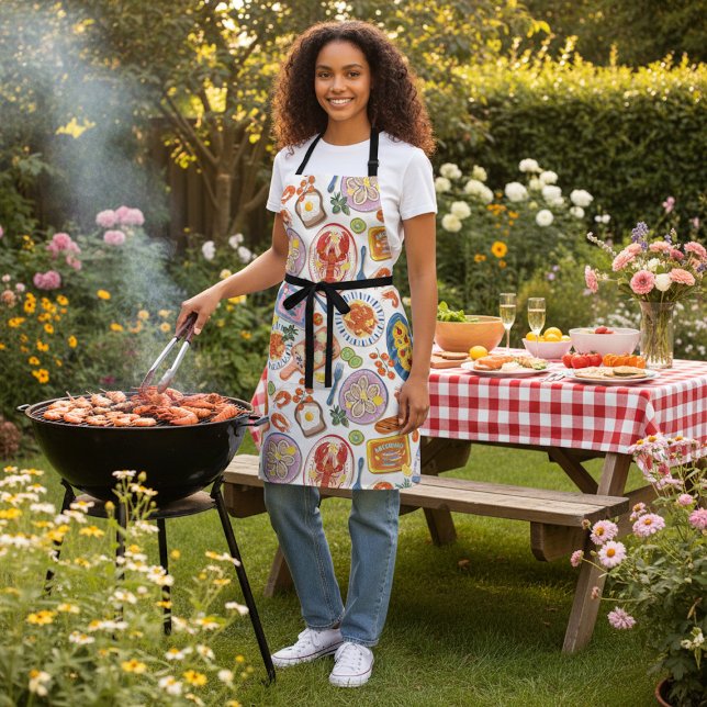 Tablier Seafood Feast All-Over Pattern (Créateur téléchargé)