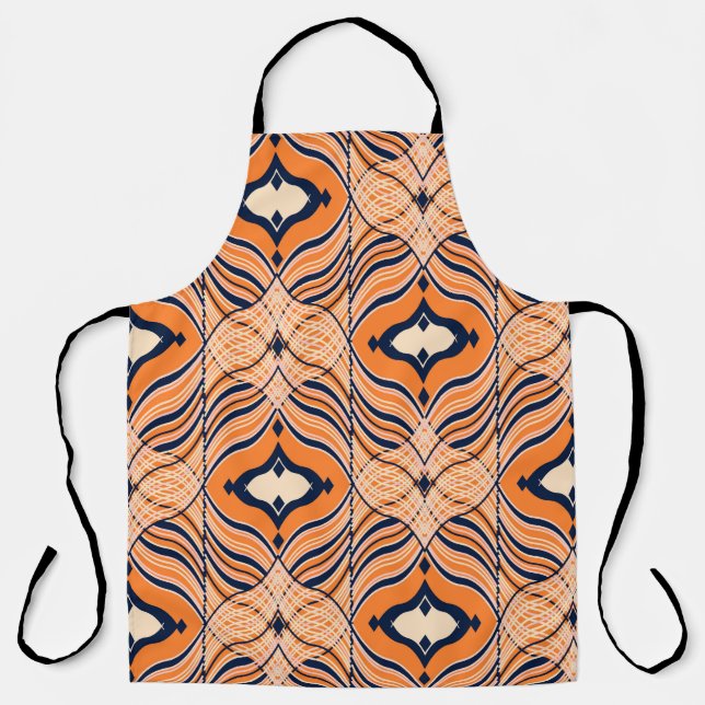 Tablier Seamless Oriental pattern, black, orange ornament. (Recto)