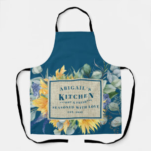 Tablier Seasons avec amour Nom personnalisé Blue Floral Ap