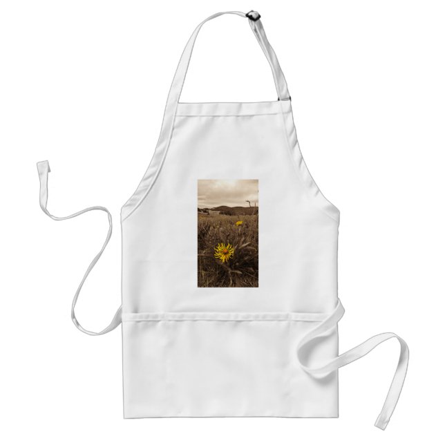 Tablier Sepia tone fleurs sauvages jaunes (Devant)