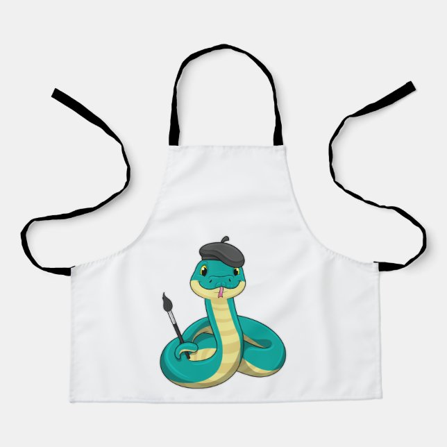 Tablier Serpent comme peintre avec pinceau (Recto)