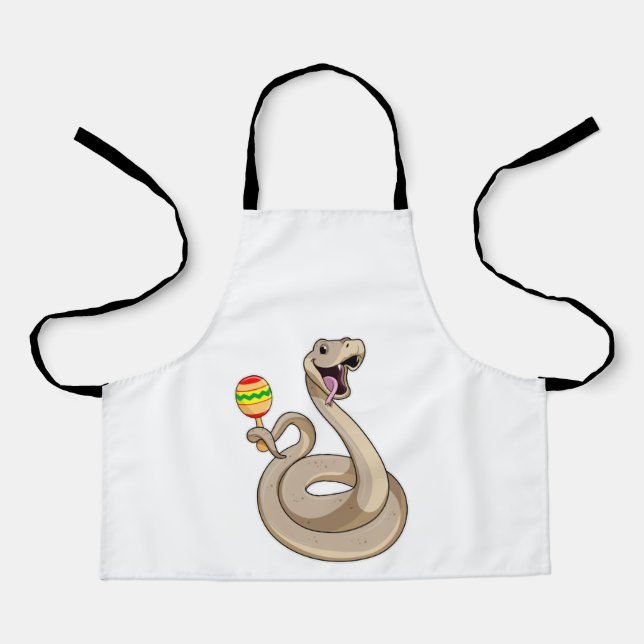 Tablier Serpent en musicien avec Maracas (Recto)